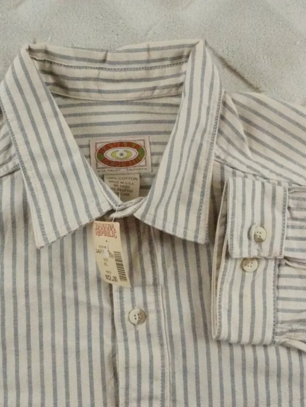 Vintage Banana Republic Button Up Shirt Mens Extra Large Striped Made In USA